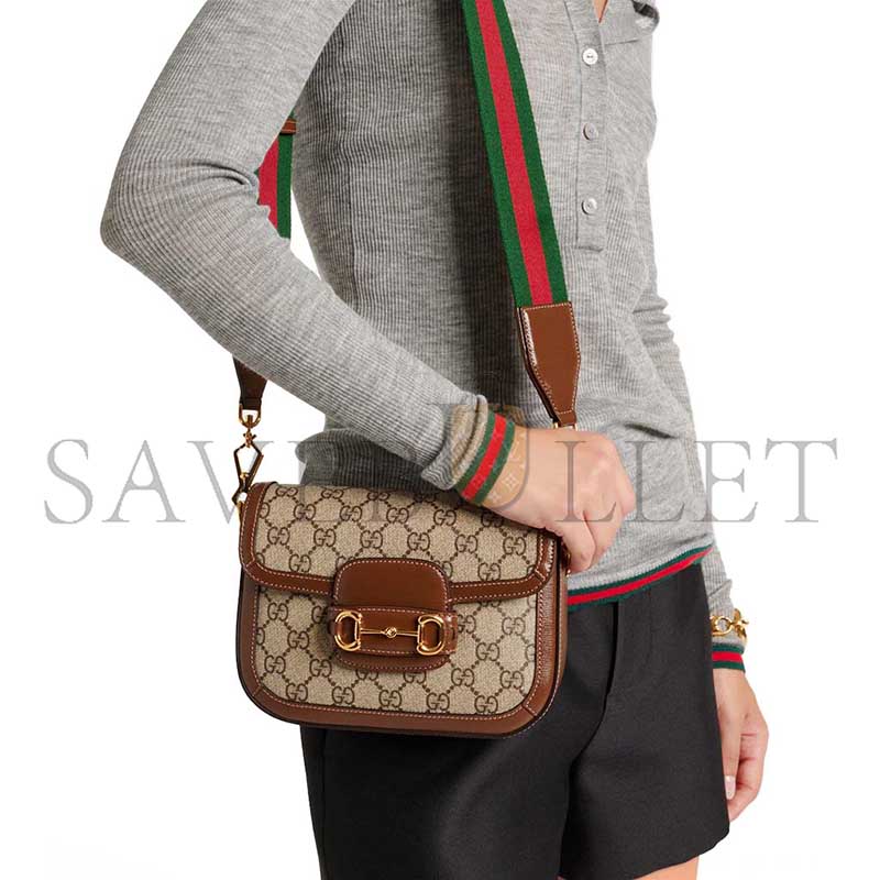 Gvc*1 HORSEBIT 1955 MINI LEATHER-TRIMMED SHOULDER BAG (20*15*5cm)